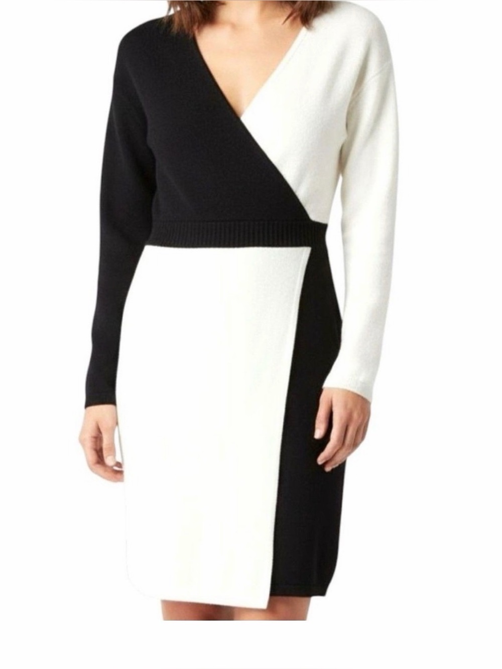 Express Black & White Colorblock Wrap Dress